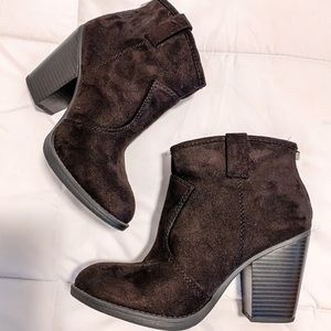 Black suede booties